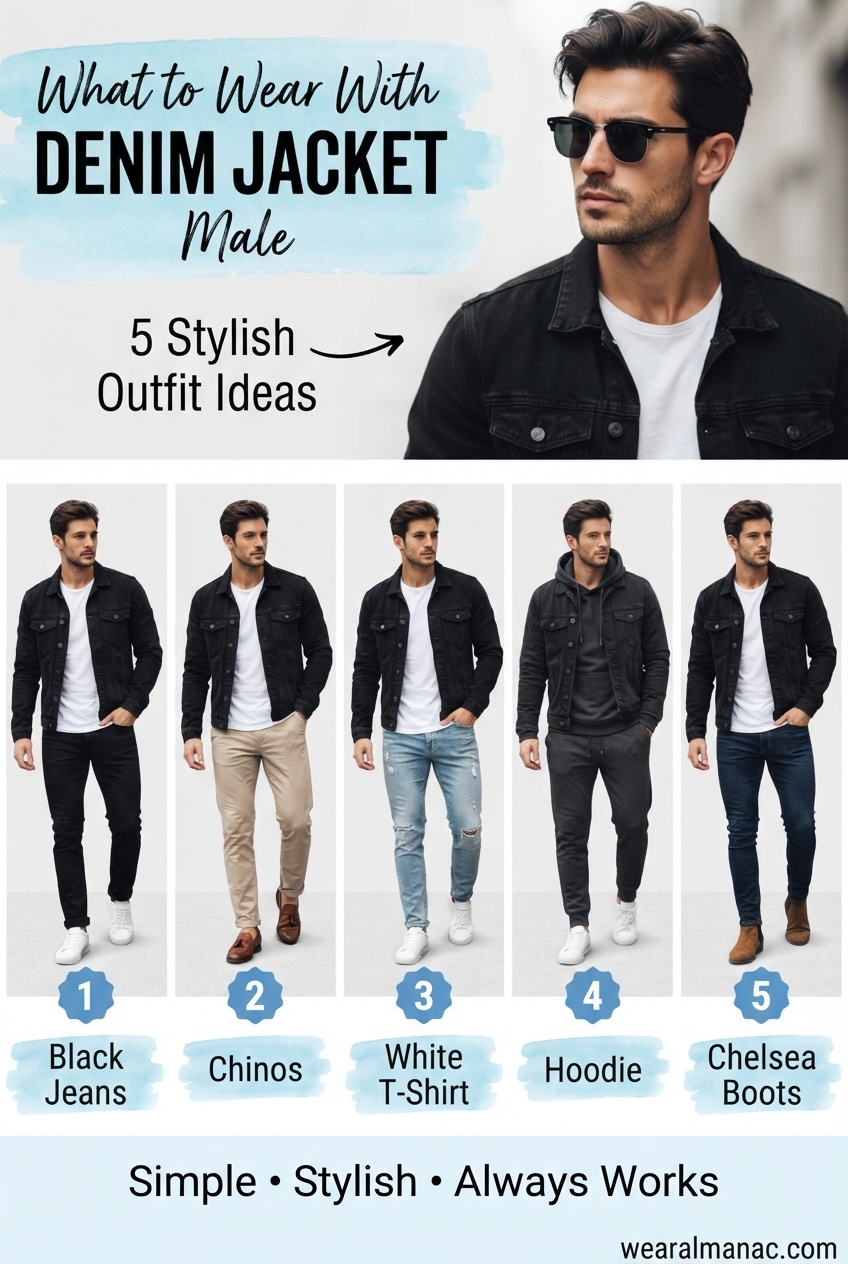what to wear with denim jacket male outfit ideas