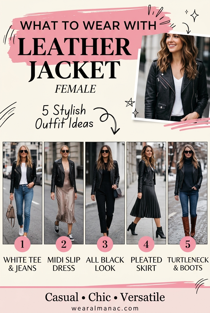 what to wear with leather jacket female outfit ideas